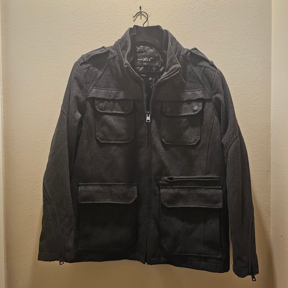 Black Rivet Men's Wool-Blend Coat in Charcoal Gray Size XL